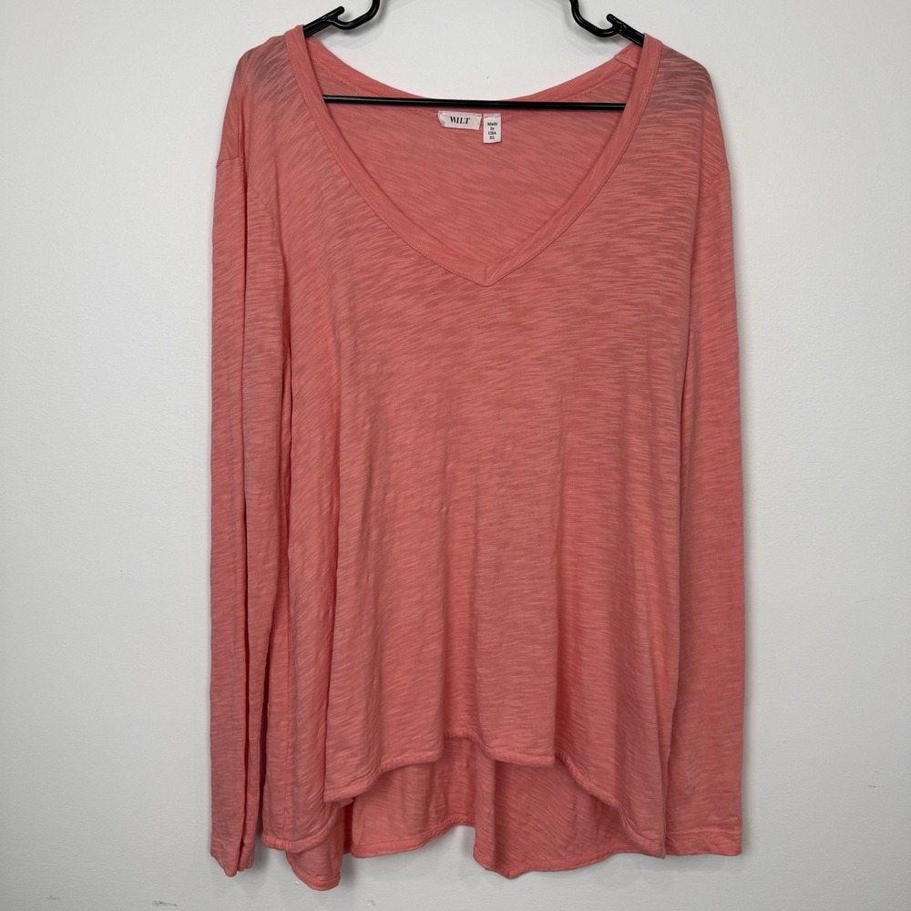 Wilt Shirt XL Coral Long‎ Sleeve Tunic 100% Cotton Capsule Comfy Casual Minimal